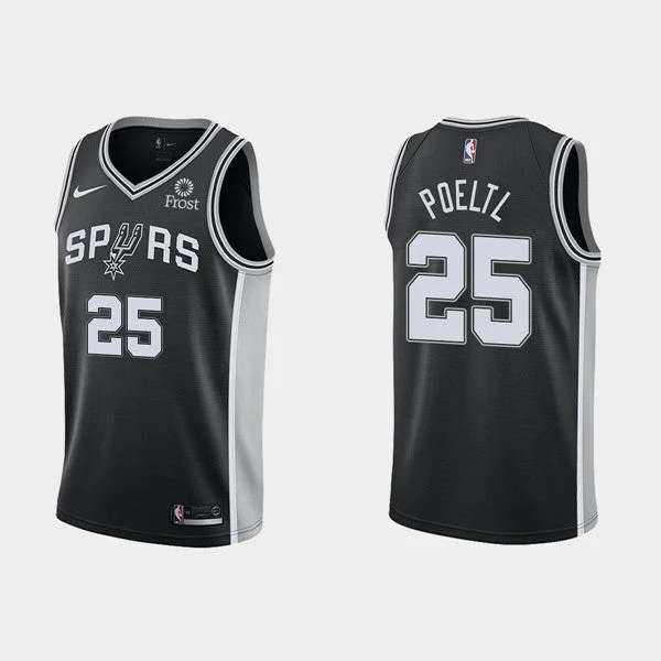 Men's San Antonio Spurs Black #25 Jakob Poeltl Black Stitched Basketball Jersey