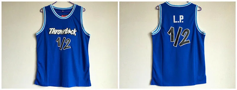 Throwback L.P. 12 Blue Stitched Basketball Basketball Jersey