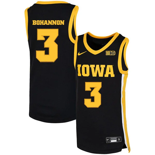 Iowa Hawkeyes 3 Jordan Bohannon Black Basketball College Basketball Jersey