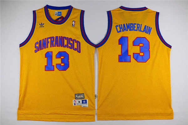 Warriors 13 Wilt Chamberlain Yellow Hardwood Classics Basketball Jersey