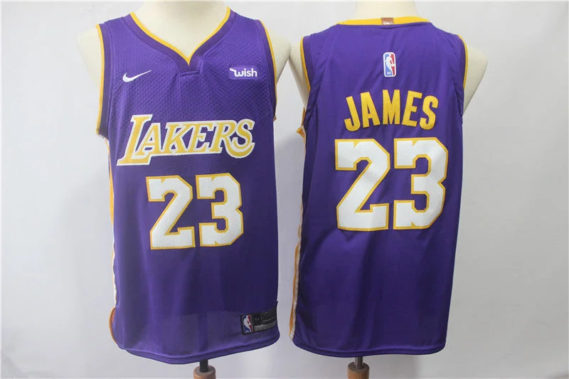 Lakers 23 Lebron James Purple Authentic Basketball Jersey