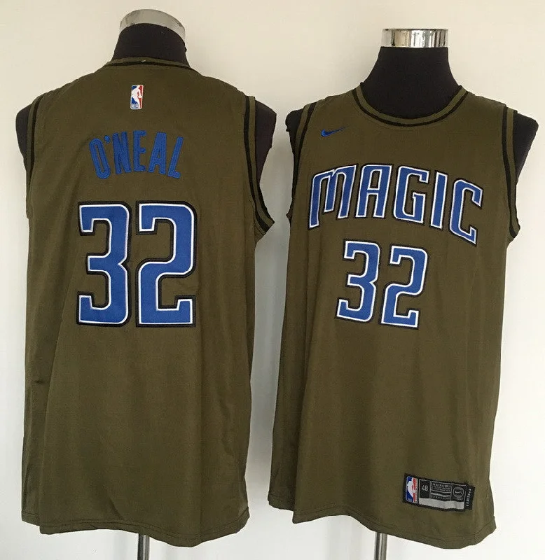 Magic 32 Shaquille O'Neal Olive Swingman Basketball Jersey