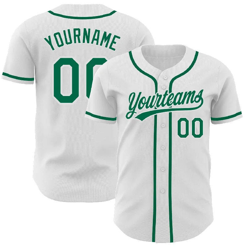 Custom White Kelly Green Authentic Baseball Jersey