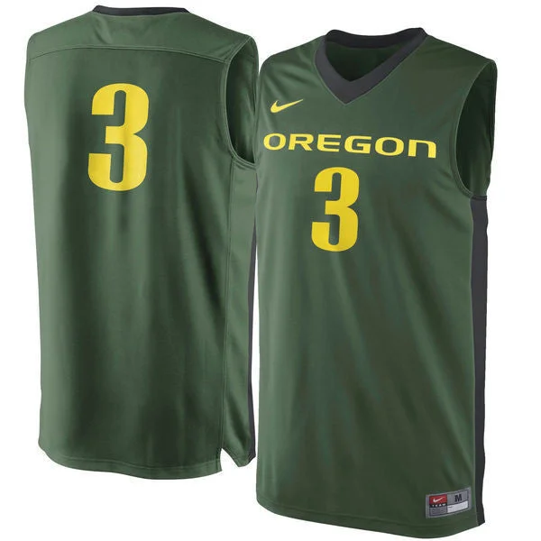 Oregon Ducks #3 Olive Green Basketball College Basketball Jersey