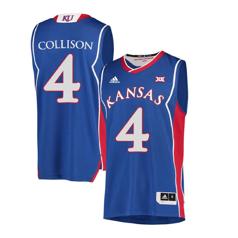 Kansas Jayhawks 4 Nick Collison Blue Throwback College Basketball Basketball Jersey