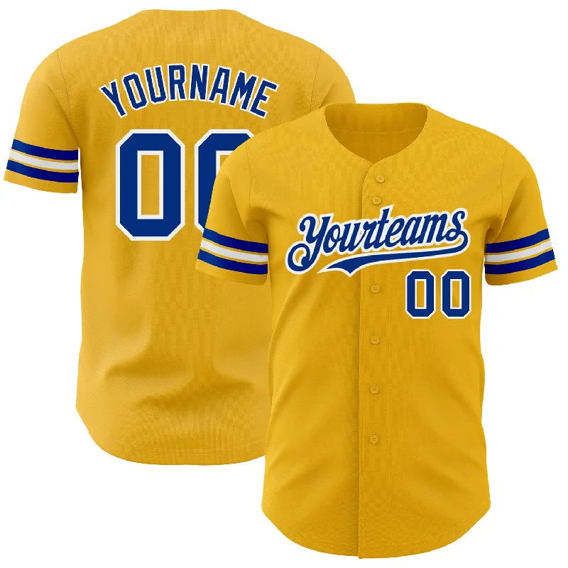 Custom Gold Royal-White Authentic Baseball Jersey