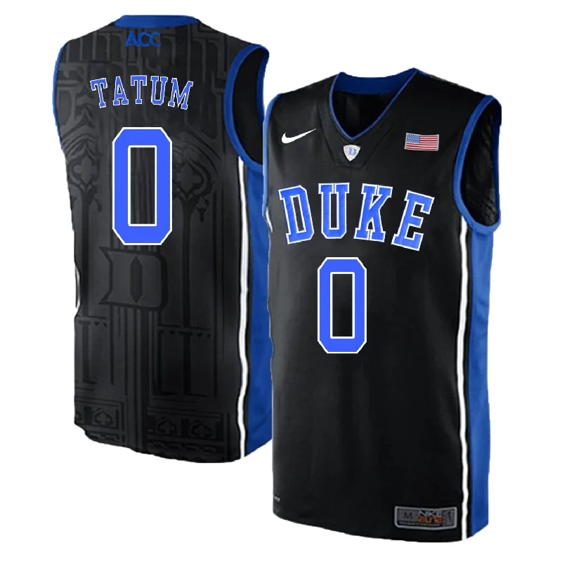 Duke Blue Devils 0 Jayson Tatum Black Elite College Basketball Basketball Jersey