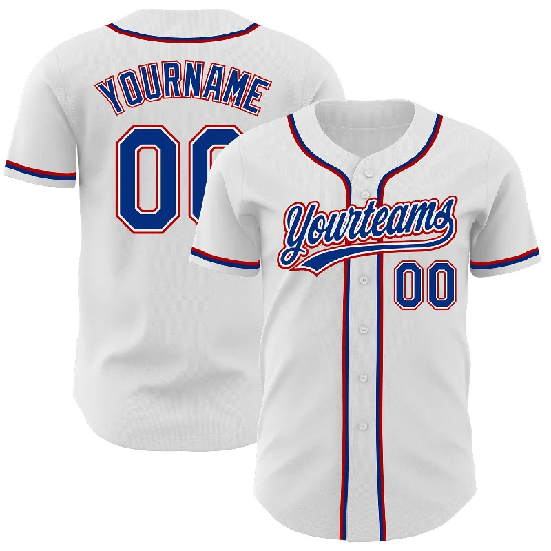 Custom White Royal-Red Authentic Baseball Jersey