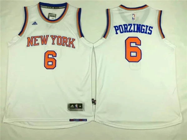 Knicks 6 Kristaps Porzingis White Swingman Basketball Jersey