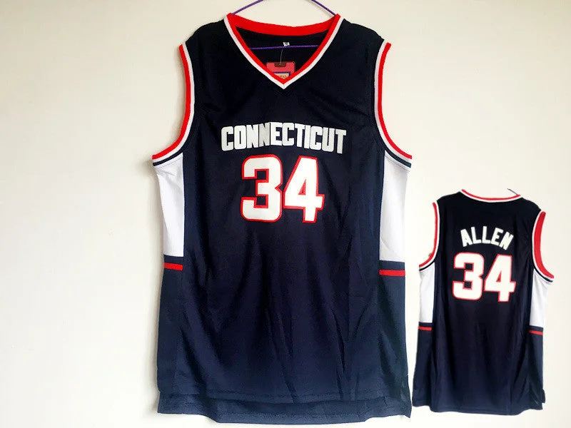 Connecticut Huskies 34 Ray Allen Navy College Basketball Basketball Jersey