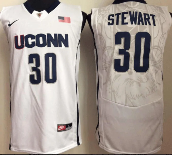 UConn Huskies 30 Breanna Stewart White College Basketball Basketball Jersey