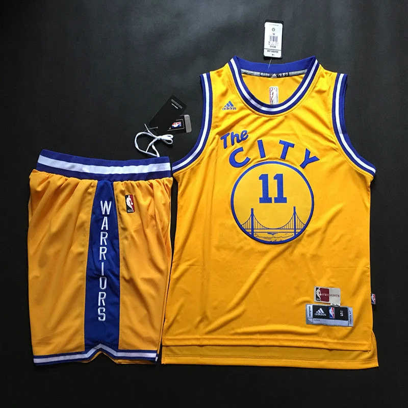 Warriors 11 Klay Thompson Yellow The City Swingman Basketball Jersey(With Shorts)