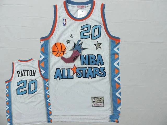 All Star 20 Gary Payton White Hardwood Classics Basketball Jersey