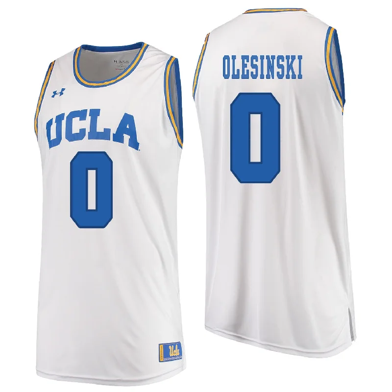 UCLA Bruins 0 Alex Olesinski White College Basketball Basketball Jersey