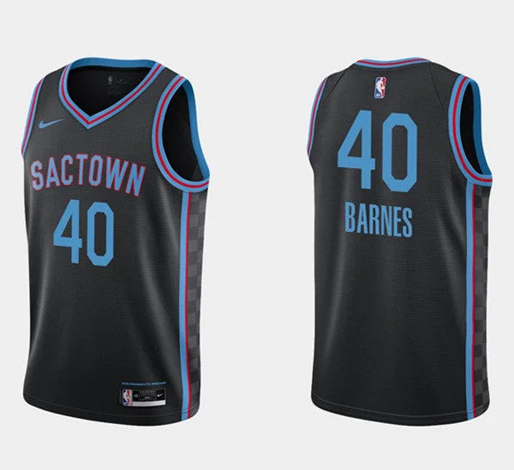 Men's Sacramento Kings #40 Harrison Barnes Black Basketball Stitched Basketball Jersey