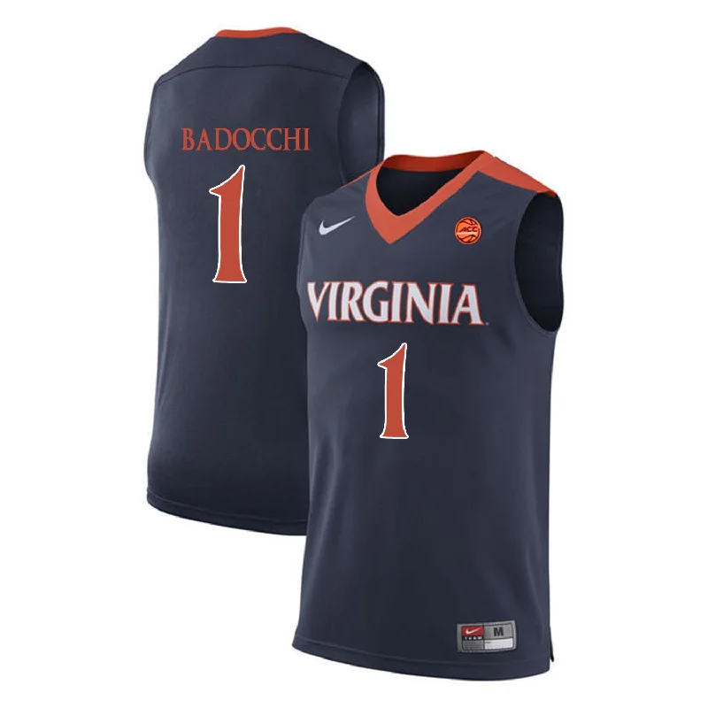 Virginia Cavaliers 1 Francesco Badocchi Navy College Basketball Basketball Jersey