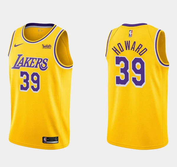 Men's Los Angeles Lakers #39 Dwight Howard Yellow Stitched Basketball Jersey