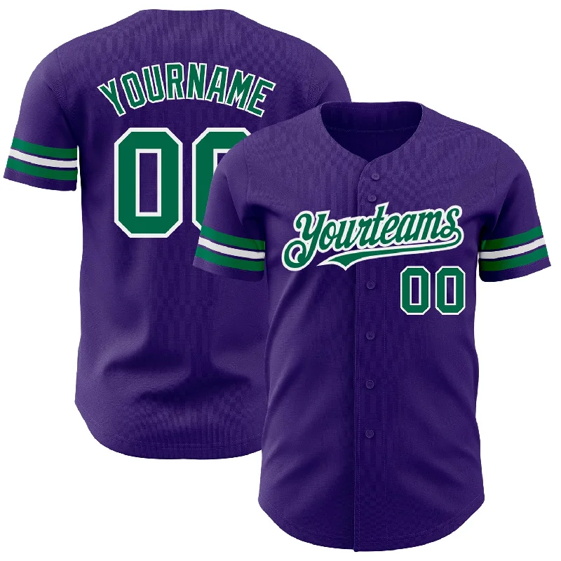 Custom Purple Kelly Green-White Authentic Baseball Jersey