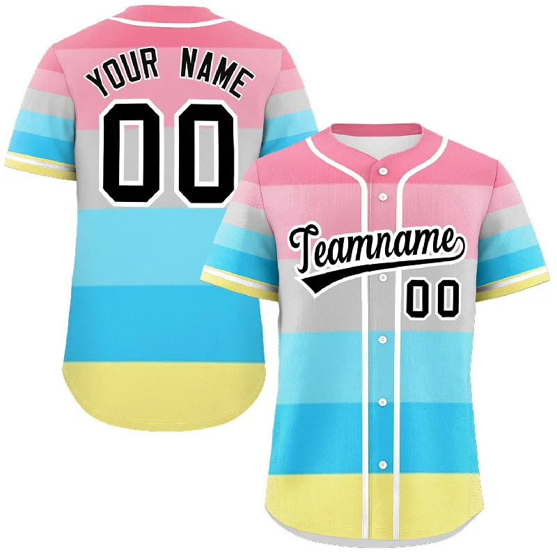 Custom Rainbow Genderflux For Pride Month Color Block Authentic Baseball Jersey