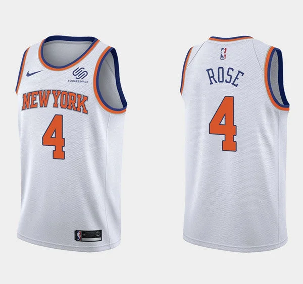 Men's New York Knicks #4 Derrick Rose White Stitched Basketball Jersey