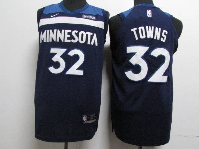 Timberwolves 32 Karl-Anthony Towns Navy Authentic Basketball Jersey