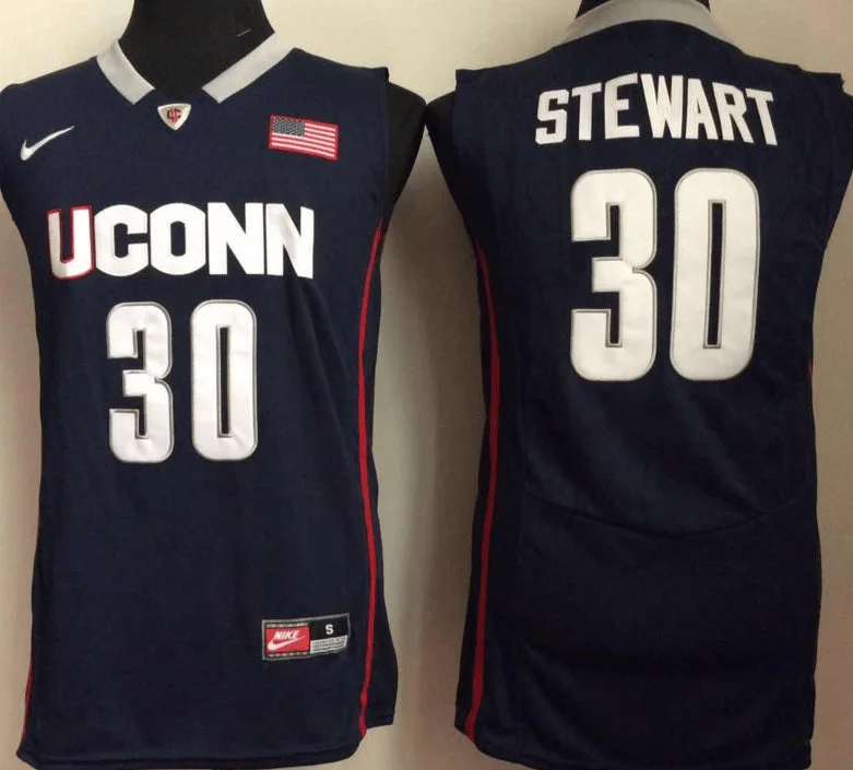 UConn Huskies 30 Breanna Stewart Navy College Basketball Basketball Jersey