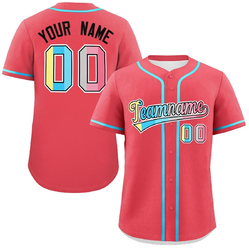 Custom Light Red Genderflux For Pride Month Classic Style Authentic Baseball Jersey