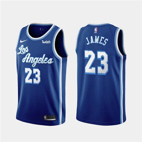 Men's Los Angeles Lakers #23 LeBron James Blue Stitched Basketball Jersey