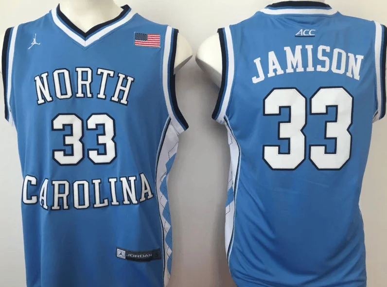 North Carolina Tar Heels 33 Antawn Jamison Blue College Basketball Basketball Jersey