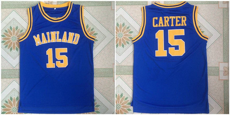 Mainland High School 15 Vince Carter Blue Basketball Basketball Jersey