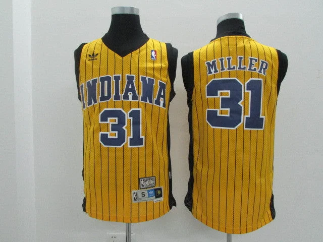 Pacers 31 Reggie Miller Yellow Hardwood Classics Basketball Jersey