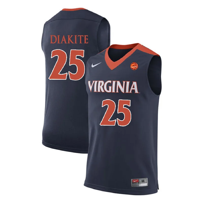 Virginia Cavaliers 25 Mamadi Diakite Navy College Basketball Basketball Jersey