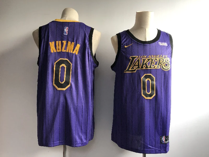 Men's Los Angeles Lakers #0 Kyle Kuzma Purple 2018/19 City Edition Swingman Stitched Basketball Jersey