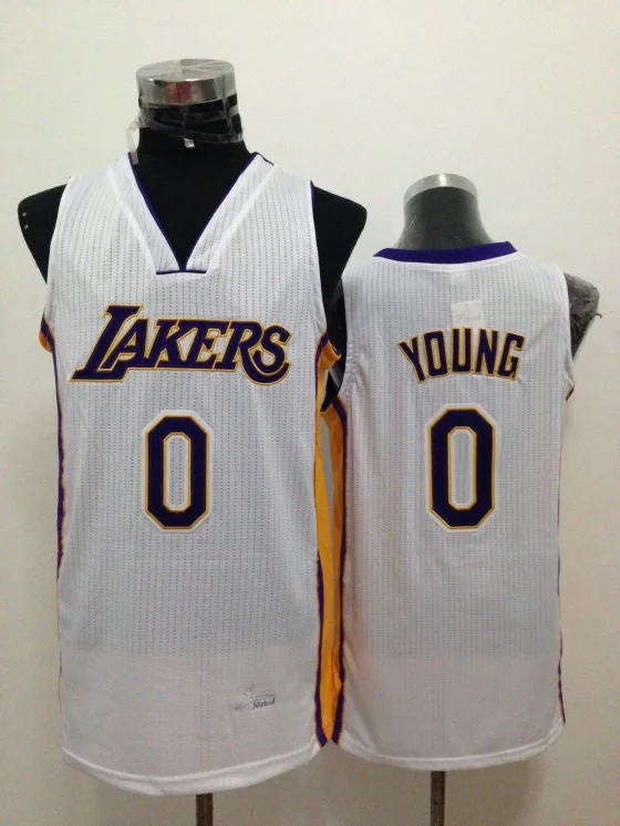 Lakers 0 Young White New Revolution 30 Basketball Jerseys