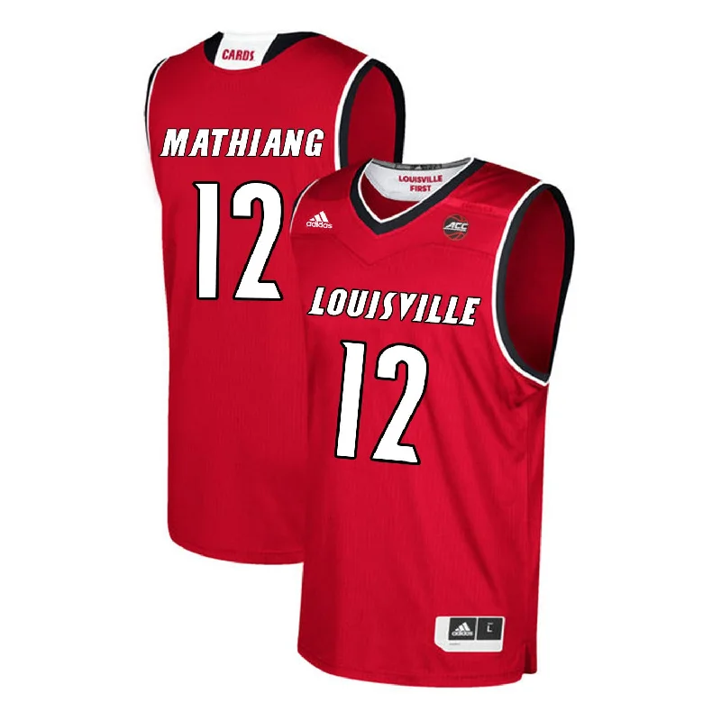 Louisville Cardinals 12 Mangok Mathiang Red College Basketball Basketball Jersey