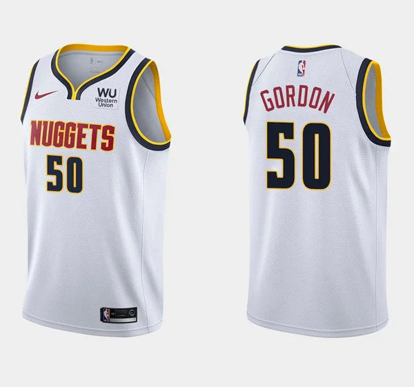 Men's Denver Nuggets #50 Aaron Gordon White Stitched Basketball Jersey