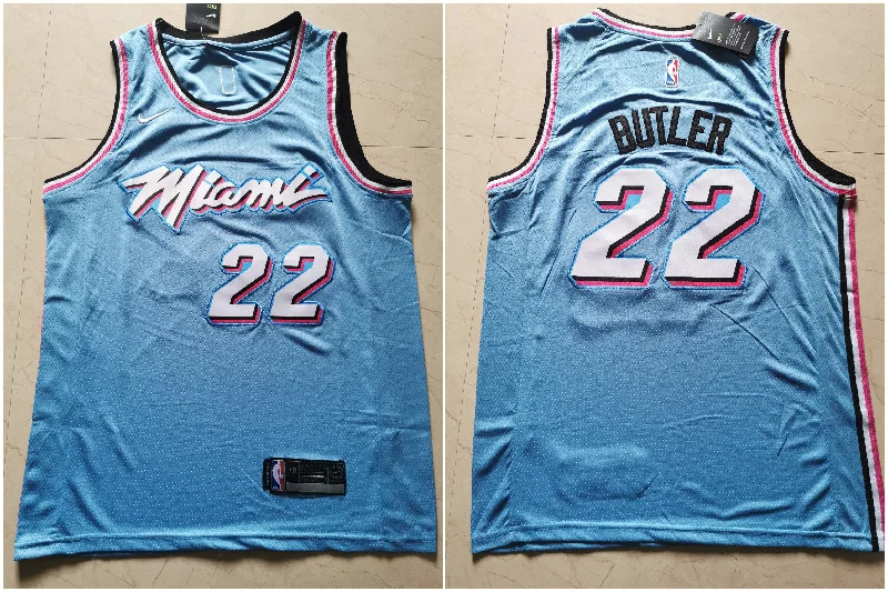 Heat 22 Jimmy Butler Light Blue City Edition Swingman Basketball Jersey