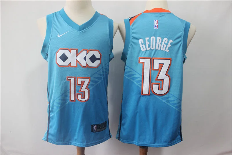 Thunder 13 Paul George Turquoise 2018-19 City Edition Swingman Basketball Jersey