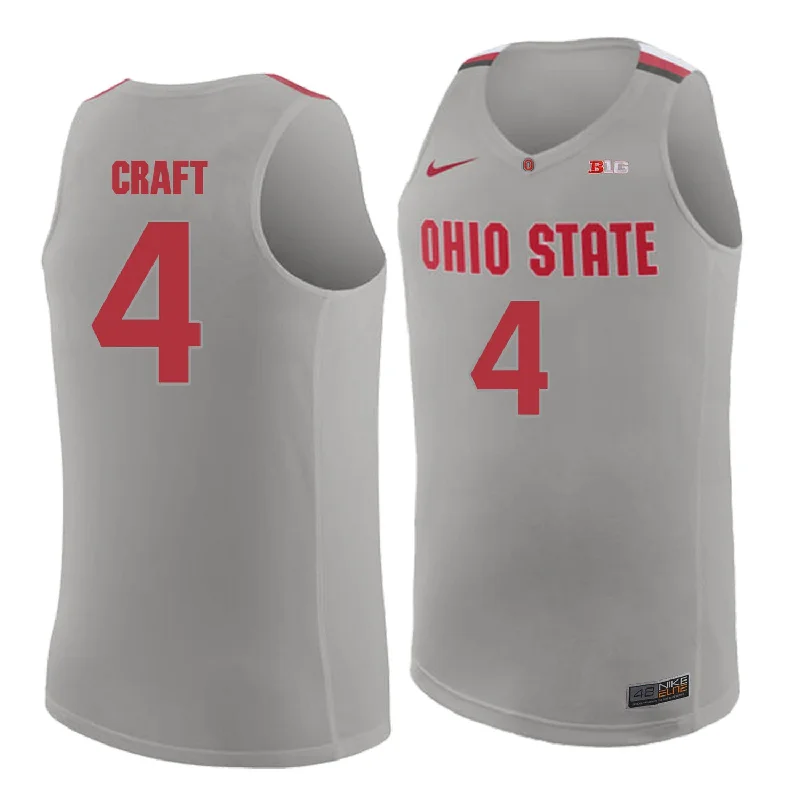 Ohio State Buckeyes 4 Aaron Craft Gray College Basketball Basketball Jersey