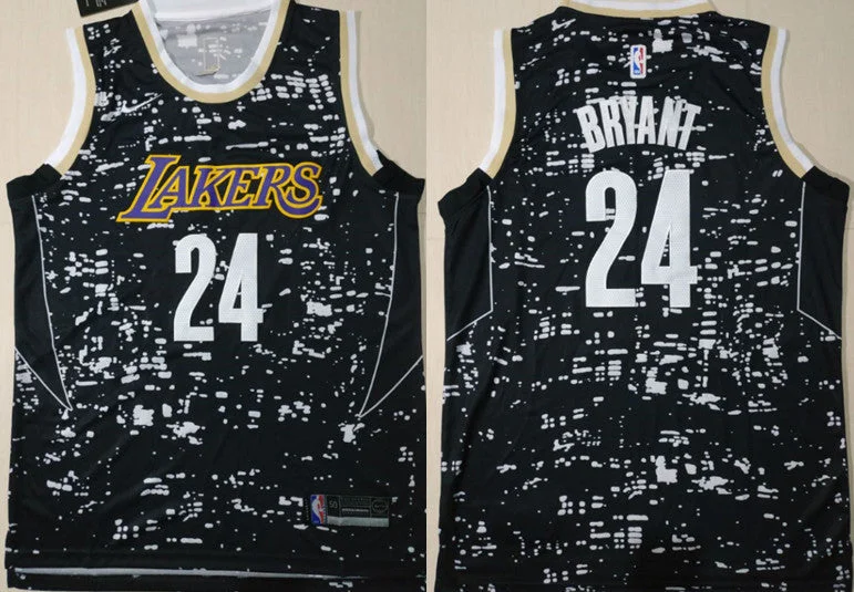 Lakers 24 Kobe Bryant Black City Luminous Swingman Basketball Jersey