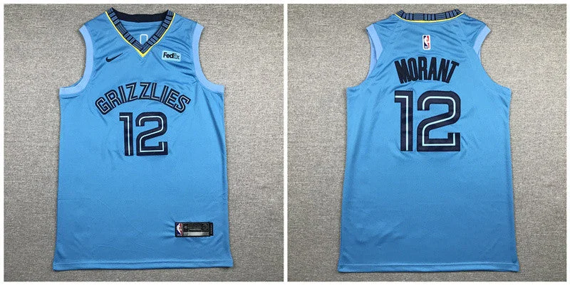 Grizzlies 12 Ja Morant Light Blue Authentic Basketball Jersey