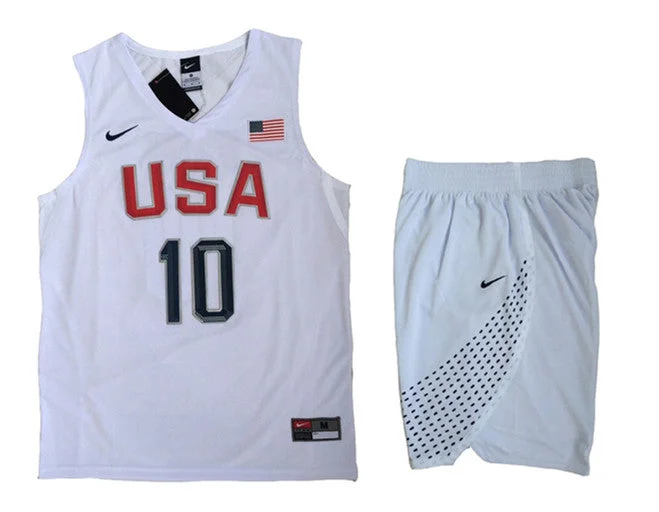 USA 10 Kyrie Irving White 2016 Olympic Basketball Team Basketball Jersey(With Shorts)