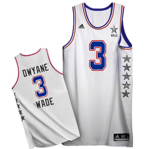 2015 All Star NYC Eastern Conference 3 Dwyane Wade White Basketball Jerseys