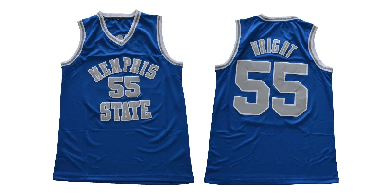 Memphis Tigers 55 Lorenzen Wright Blue College Basketball Basketball Jersey