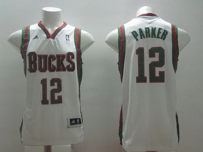 Bucks 12 Parker White New Revolution 30 Basketball Jerseys