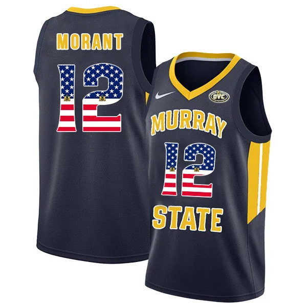 Murray State Racers 12 Ja Morant Navy USA Flag College Basketball Basketball Jersey