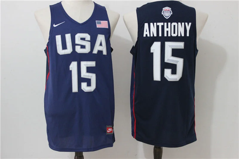 USA Basketball 15 Carmelo Anthony Royal Rio Elite Stitched Basketball Jersey