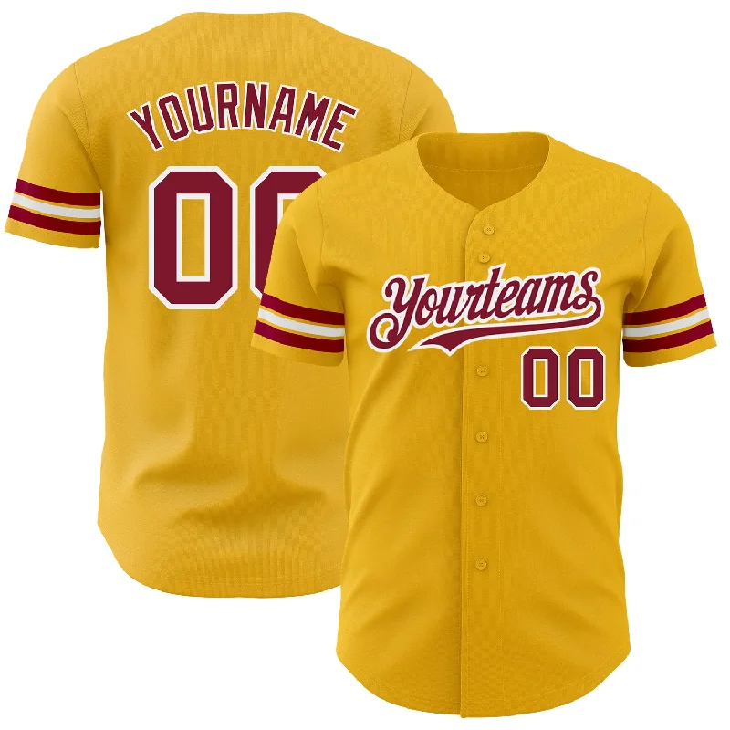 Custom Gold Crimson-White Authentic Baseball Jersey