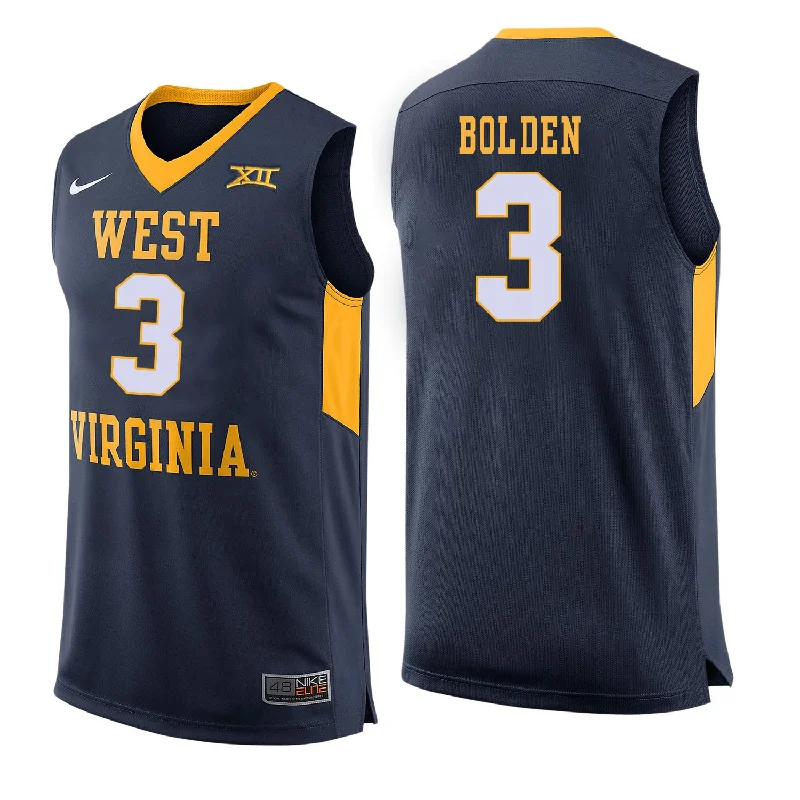 West Virginia Mountaineers 3 James Bolden Navy College Basketball Basketball Jersey