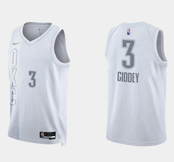 Men's Oklahoma City Thunder #3 Josh Giddey White 75th Anniversary City Stitched Basketball Jersey